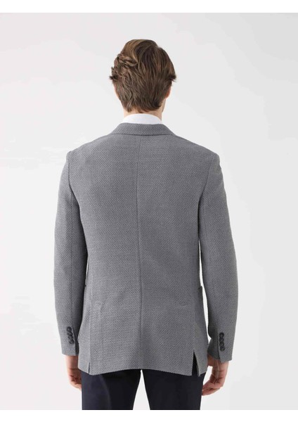 Gri Erkek Slim Fit Desenli Mono Yaka Ceket fırsatları