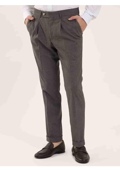 Kahve Melanj Erkek Slim Fit Pantolon