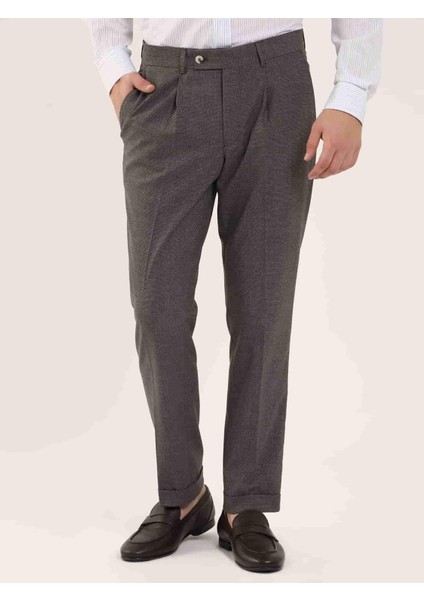 Kahve Melanj Erkek Slim Fit Pantolon modelleri