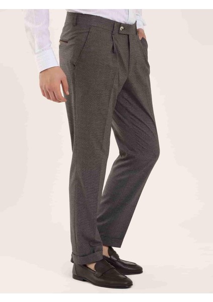 Kahve Melanj Erkek Slim Fit Pantolon fırsatları