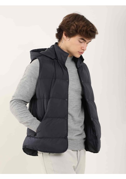 Lacivert Erkek Regular Fit Dik Yaka Yelek Mont fiyatları