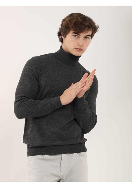 Antrasit Erkek Slim Fit Tam Balıkçı Yaka Triko fiyatları