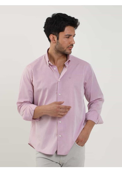 Bordo Erkek Regular Fit Düz Brent Düğmeli Yaka Uzun Kol Gömlek - 102224 fiyatları