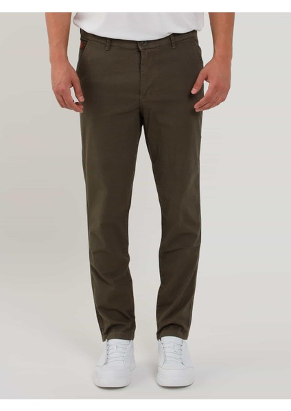 Haki Erkek Slim Fit Petek Desenli Casual Pantolon - 103212