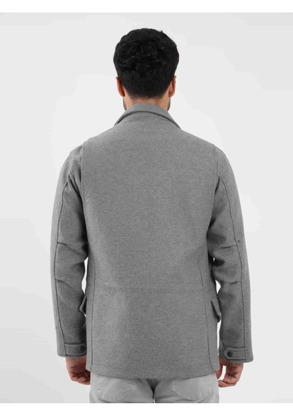 Gri Erkek Regular Fit Düz Casual Dik Yaka Mont - 98155