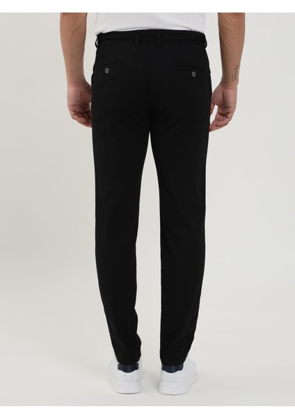 Siyah Erkek Slim Fit Petek Desenli Casual Pantolon - 103220 modelleri
