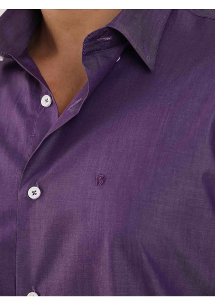 Mürdüm Erkek Regular Fit Düz Brent Düğmeli Yaka Uzun Kol Gömlek - 102264 modelleri