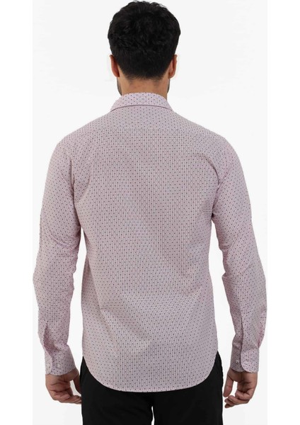 Slim Fit Düğmeli Yaka Bordo Erkek Gömlek DU1234013021 fırsatları