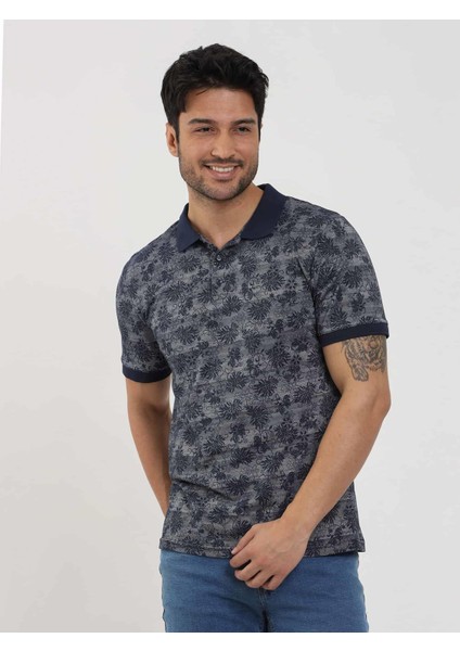 Lacivert Erkek Slim Fit Desenli Polo Yaka Tshirt - 105239 modelleri