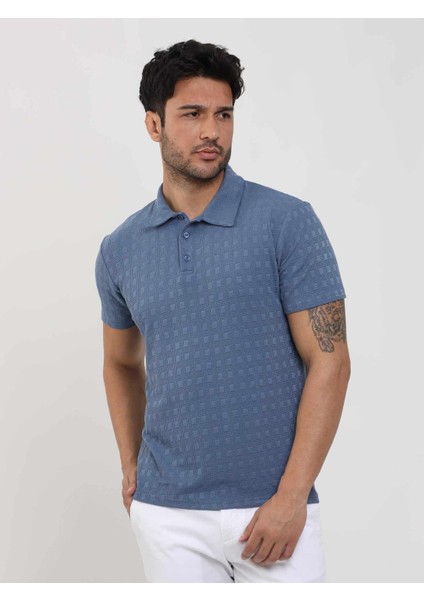 Indigo Erkek Slim Fit Jakarlı Polo Yaka Tshirt - 105224