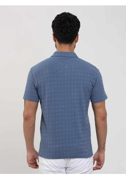 Indigo Erkek Slim Fit Jakarlı Polo Yaka Tshirt - 105224