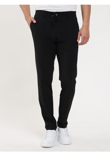 Siyah Erkek Slim Fit Düz Pantolon