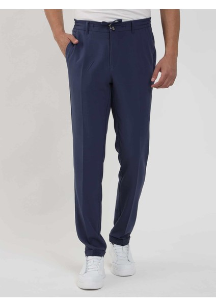 Lacivert Erkek Slim Fit Düz Jogger Pantolon - 104523