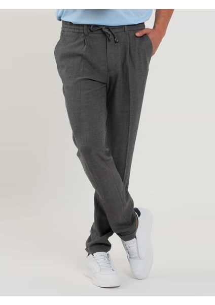 Gri Erkek Slim Fit Fitilli Jogger Pantolon - 104464