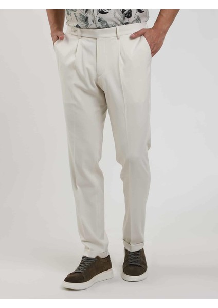 Bej Erkek Slim Fit Düz Pileli Pantolon - 104463 fiyatları