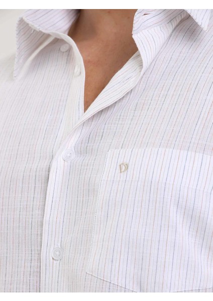 Bej Erkek Regular Fit Çizgili Brent Düğmeli Yaka Uzun Kol Gömlek - 104779 fırsatları