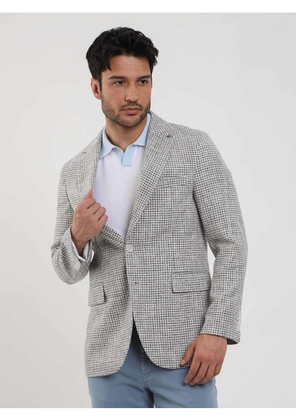 Saks Erkek Slim Fit Pitikare Desenli Sivri Yaka Casual Ceket