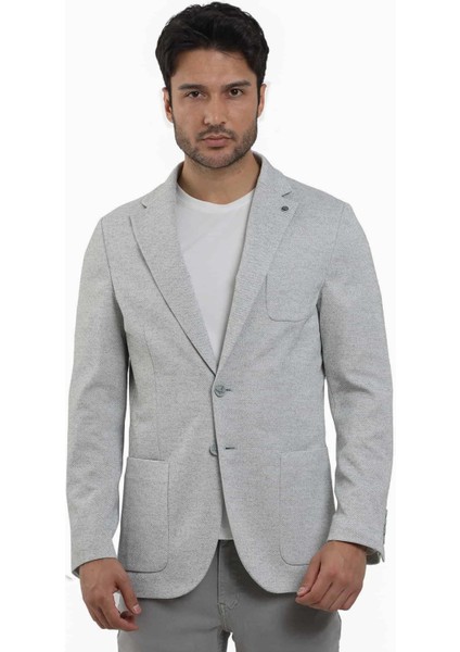 Haki Erkek Slim Fit Armürlü Mono Yaka Ceket 104433