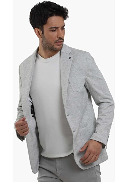 Haki Erkek Slim Fit Armürlü Mono Yaka Ceket 104433