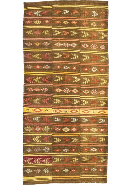 Brownish Çubuklu Üç Kanat Kilim 170X389 cm