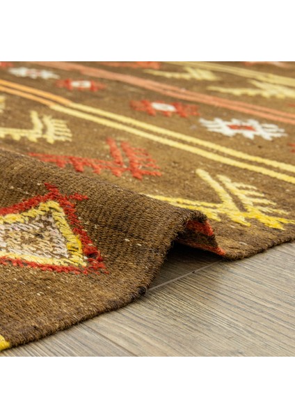 Brownish Çubuklu Üç Kanat Kilim 170X389 cm