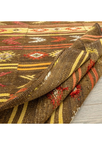 Brownish Çubuklu Üç Kanat Kilim 170X389 cm