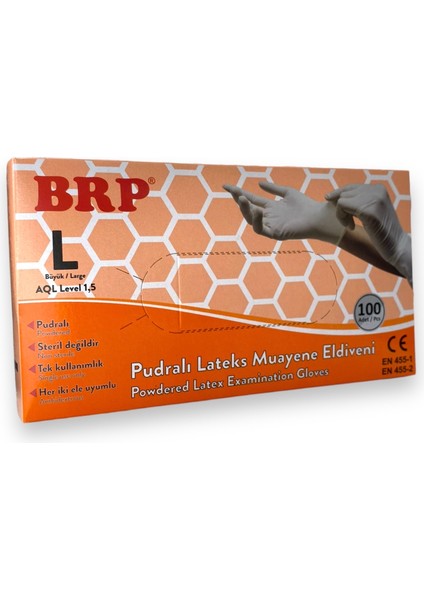 Pudralı Lateks Muayene Eldiveni L