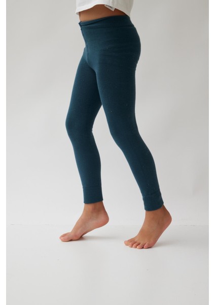 Pamuklu Çocuk Tayt Pantolon Petrol Yeşili