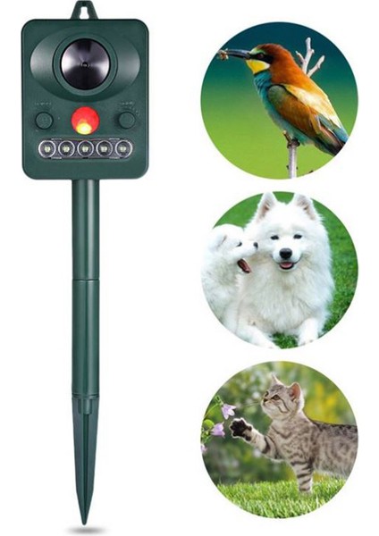 Güneş Enerjili Ultrasonik Hayvan Kovucu Cihaz Açık Hava Flaş Sürücüsü Vahşı Hayvan Kuş Köpek Kedi Yılan Fare Korkutucu Bahçe Kovucuları (Yurt Dışından)