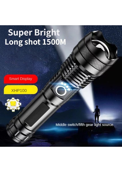 Güçlü LED El Feneri Şarj Edilebilir Zoom 5 Mod Kamp Açık Acil Durum Için LED Torch (Yurt Dışından)
