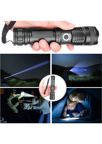 Güçlü LED El Feneri Şarj Edilebilir Zoom 5 Mod Kamp Açık Acil Durum Için LED Torch (Yurt Dışından)