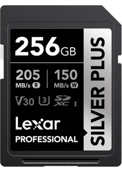 256GB Lexar LSDSIPL256G-BNNNG Professıonal Sılver Plus Sdxc Uhs-I Cards Up To 205MB/S Read 150MB/S Wrıte C10 V30 U3