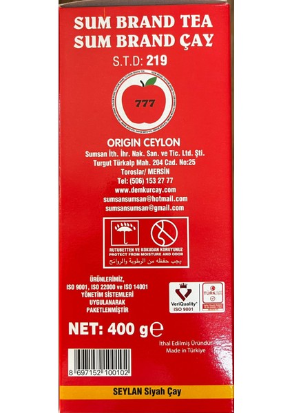 Çay Sumbrand Kutu Barut Siyah Ithal Çay 400 gr fiyatları
