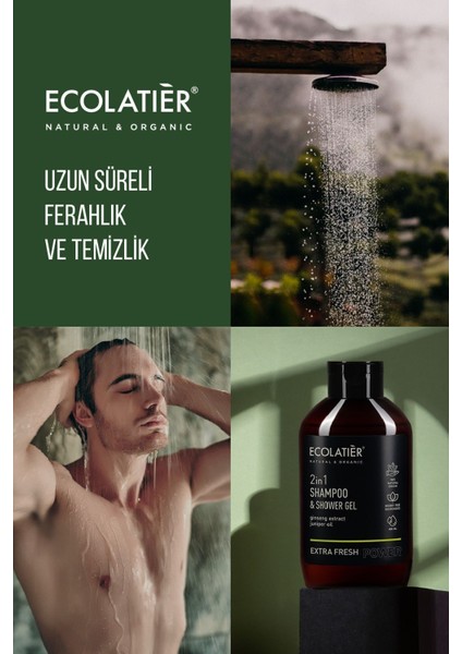 2'si 1 Arada Erkek Şampuan ve Duş Jeli Ekstra Ferah Ginseng, Dengeleyici, Aktif Detoks 400 ml /shampoo Shower Gel