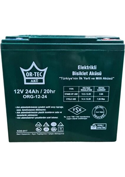 6'lı Set 12V 24 Ah Elektrikli Motosiklet Aküsü ve 72V 24AH Elektrikli Bisiklet Şarj Aleti Seti