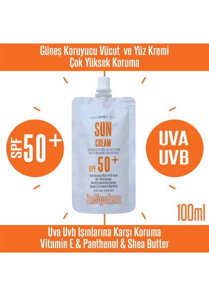 Güneş Kremi Yüz ve Vücut 100 ml + Indigofera Indigo Hair Mask 100 ml 2'li Set