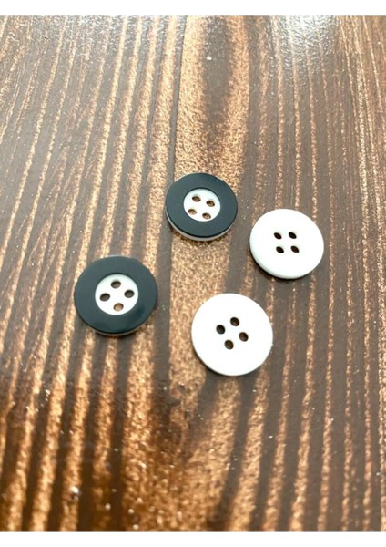 12,5 mm Siyah-Beyaz Polyester Düğme (25 Adet) fiyatları