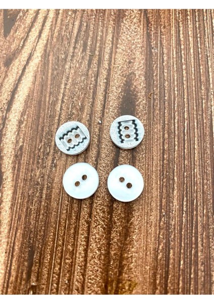 11,5 mm Beyaz-Siyah Zikzak Düğme (25 Adet) fiyatları