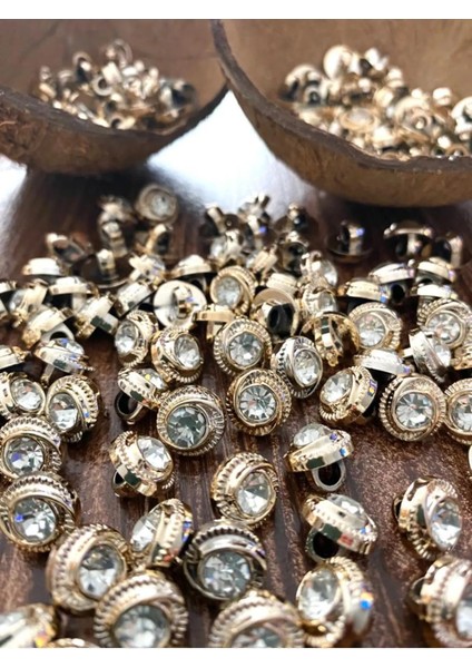 11,5 mm Gold Taşlı Düğme (15 Adet)