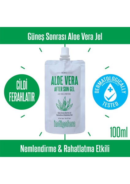 Indigofera Güneş Kremi Yüz ve Vücut 100 ml + Indigofera Aloe Vera After Sun Gel 100 ml 2'li Set