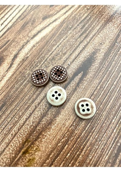 11,5 mm Bej-Kahverengi Polyester Düğme (25 Adet) fiyatları