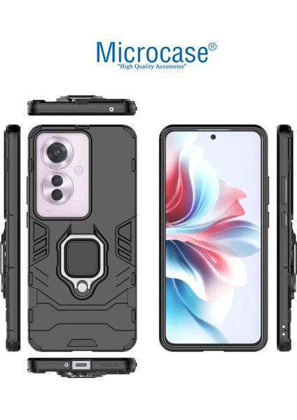 Oppo Reno 11F/ Oppo F25 Pro Batman Serisi Yüzük Standlı Armor Kılıf - Siyah AL3349