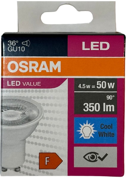 4.5W (50W) 4000K (Günışığı) GU10 Duylu PAR16 LED Spot (10 Adet)