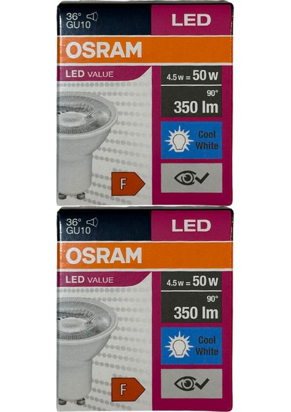 4.5W (50W) 4000K (Günışığı) GU10 Duylu PAR16 LED Spot (2 Adet)