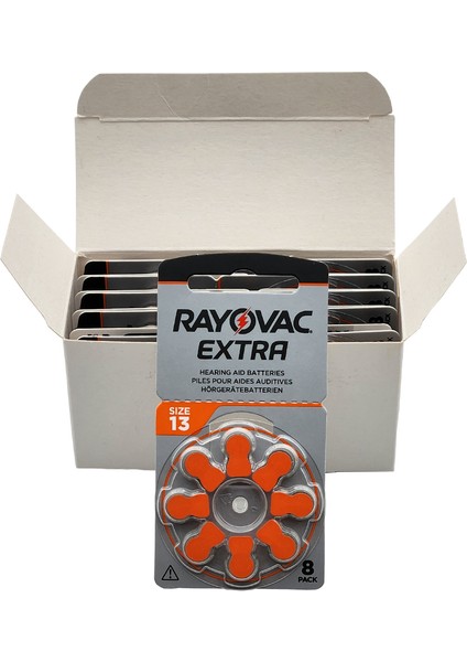 80 Adet Pil Rayovac Extra 13 Numara Işitme Cihazı Pili 10 Paket x 8 Adet = 80 Adet Pil + Hediye Mıknatıslı Işitme Cihazı Temizleme Fırçası