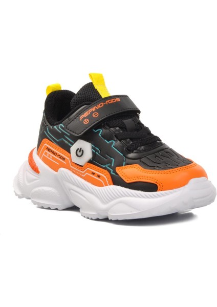 1783-P Siyah-Turuncu Çocuk Spor Ayakkabı