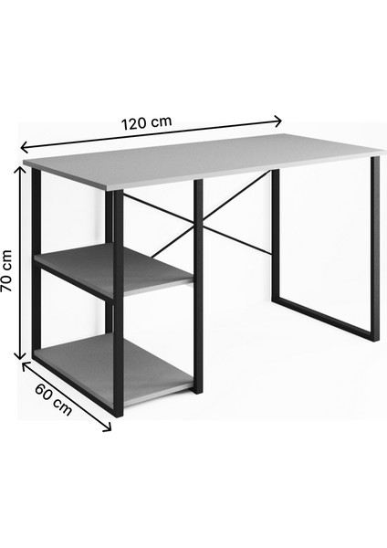 Güzelkan Madeni Eşya Çalışma Masası Raflı Ofis Laptop Bilgisayar Masası 1001