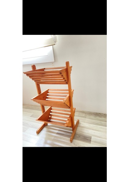 Doğal Ahşap Çok Amaçlı 3 Katlı Sebzelik/meyvelik Açık Meşe fırsatları