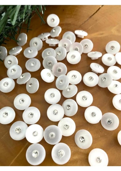 12,5 mm Ayaklı Özel Üretim Taşlı Düğme (20 Adet)