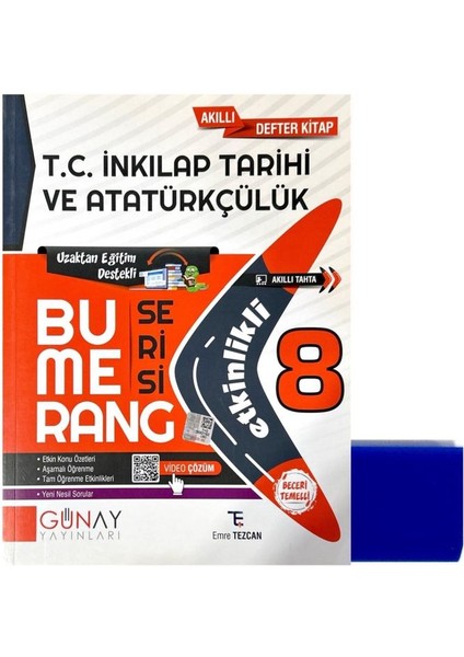 8.sınıf Bumerang Inkılap Tar.defter&kitap-Yeni Baskı-(Silgi Hediyeli)